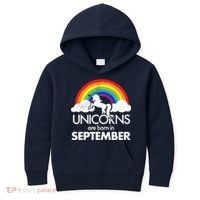 Unicorns Are Born In September Rainbow Retro Kids Hoodie thumb 0