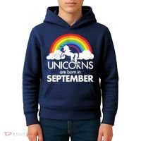 Unicorns Are Born In September Rainbow Retro Kids Hoodie thumb 4