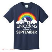 Unicorns Are Born In September Rainbow Retro Kids T-Shirt thumb 0