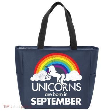 Unicorns Are Born In September Rainbow Retro Tote Bag