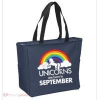 Unicorns Are Born In September Rainbow Retro Tote Bag thumb 2