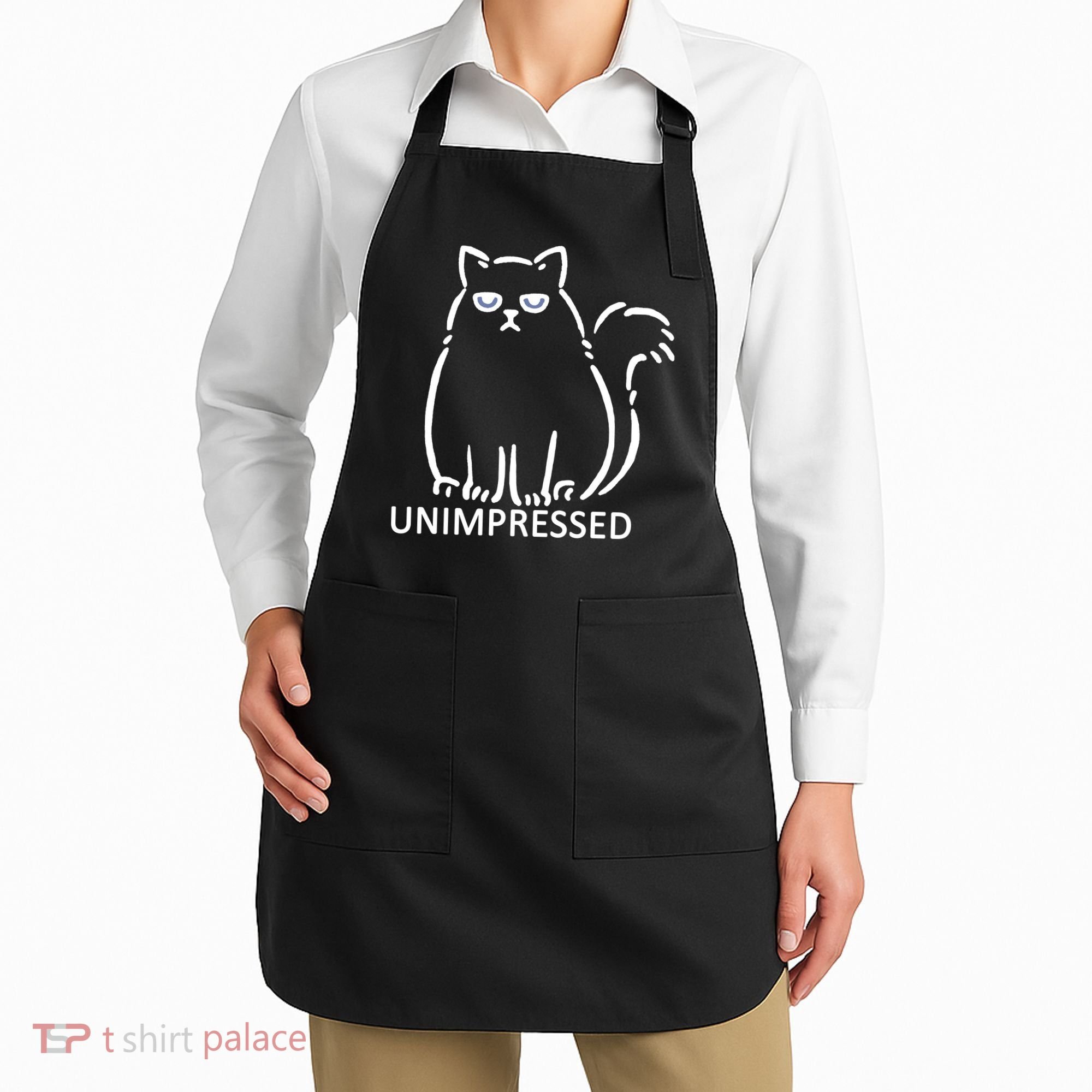 Unimpressed Funny Angry Cat Apron