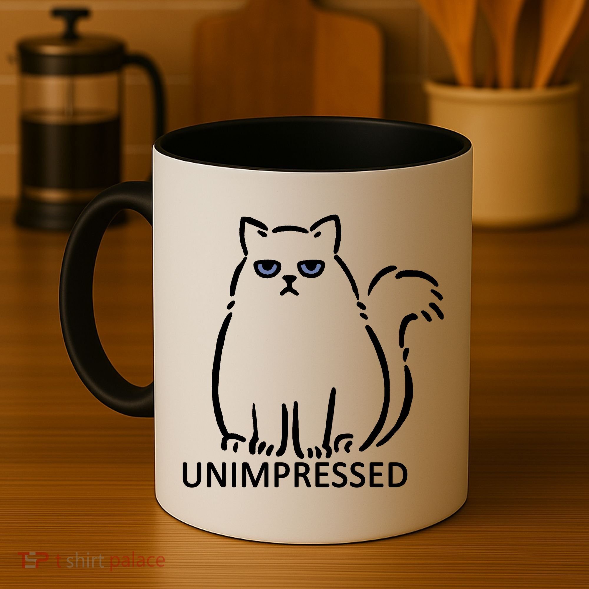 Unimpressed Funny Angry Cat Coffee Mug