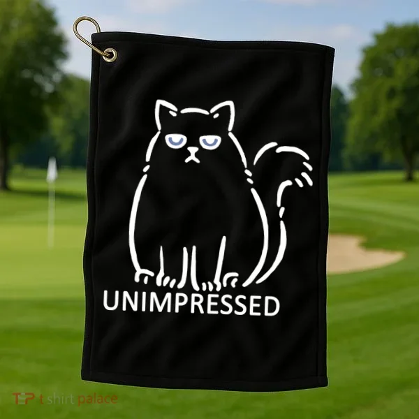 Unimpressed Funny Angry Cat Golf Towel