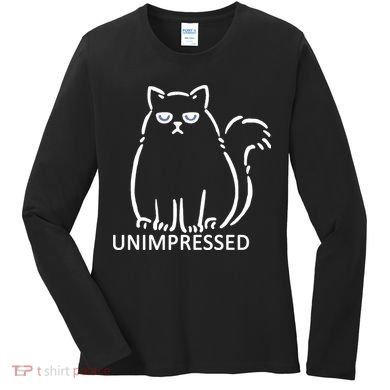 Unimpressed Funny Angry Cat Women's Long Sleeve Shirt