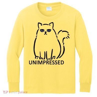 Unimpressed Funny Angry Cat Kids Long Sleeve Shirt