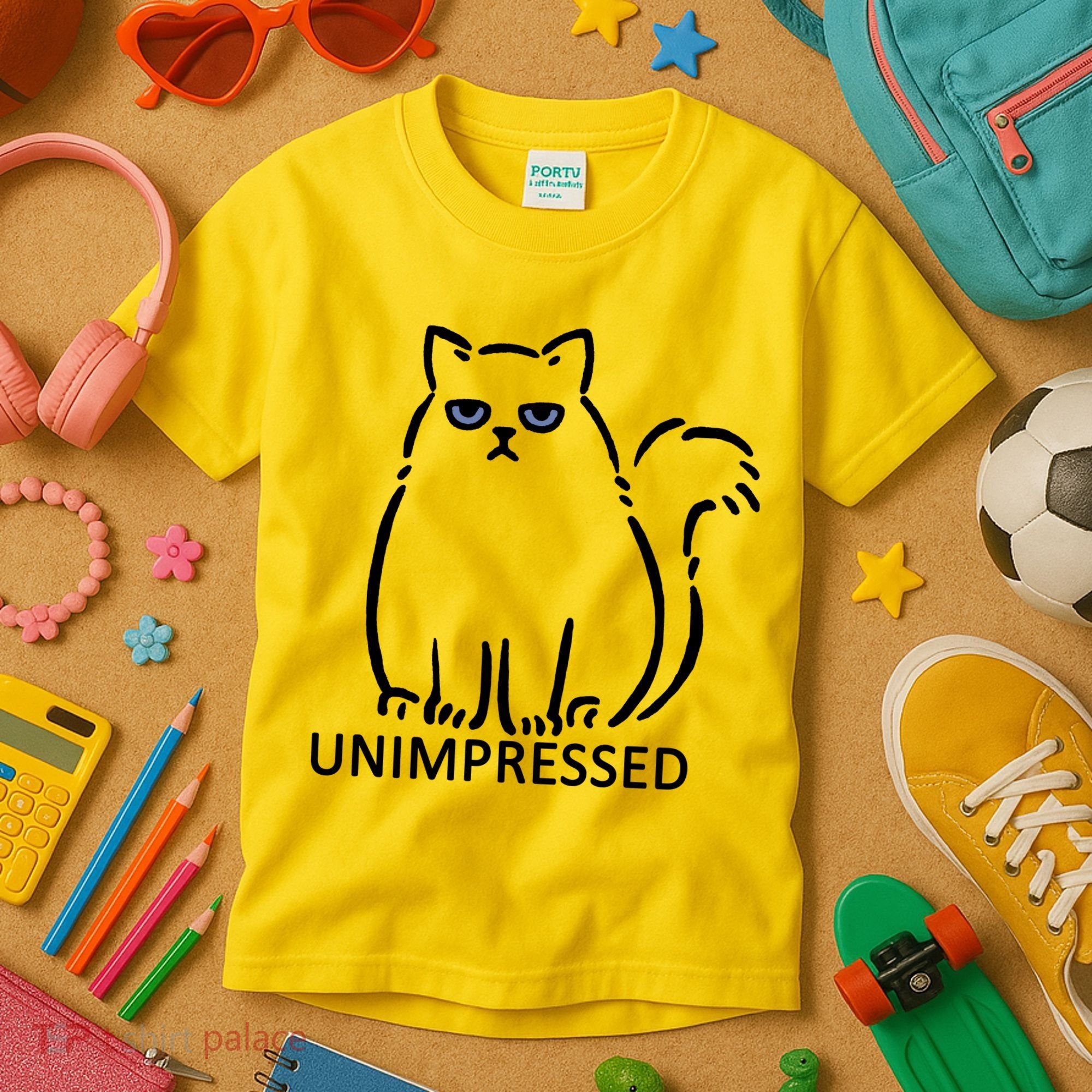 Unimpressed Funny Angry Cat Kids T-Shirt