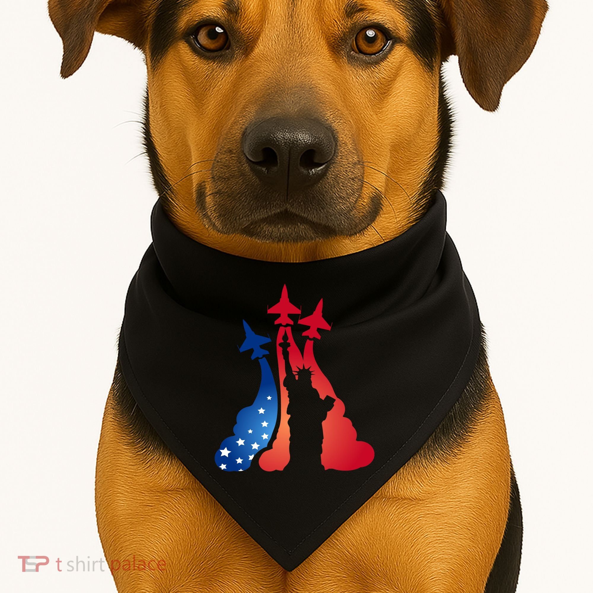 United States Air Force Jets Statue Of Liberty USA-Made Doggie Bandana