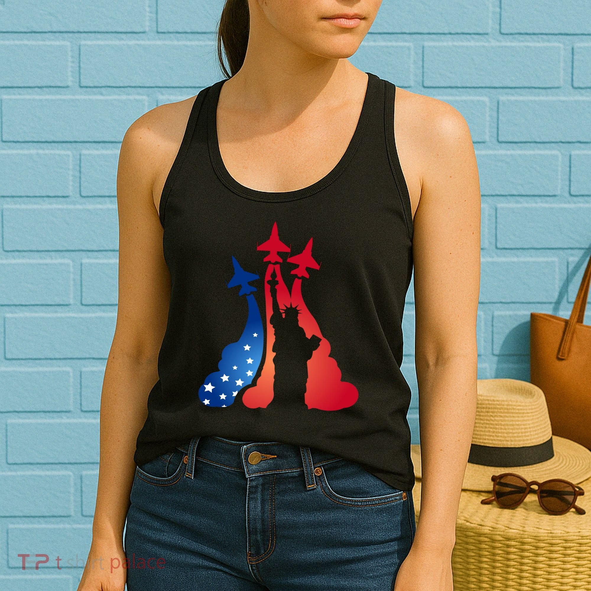 United States Air Force Jets Statue Of Liberty Women's Tank Top