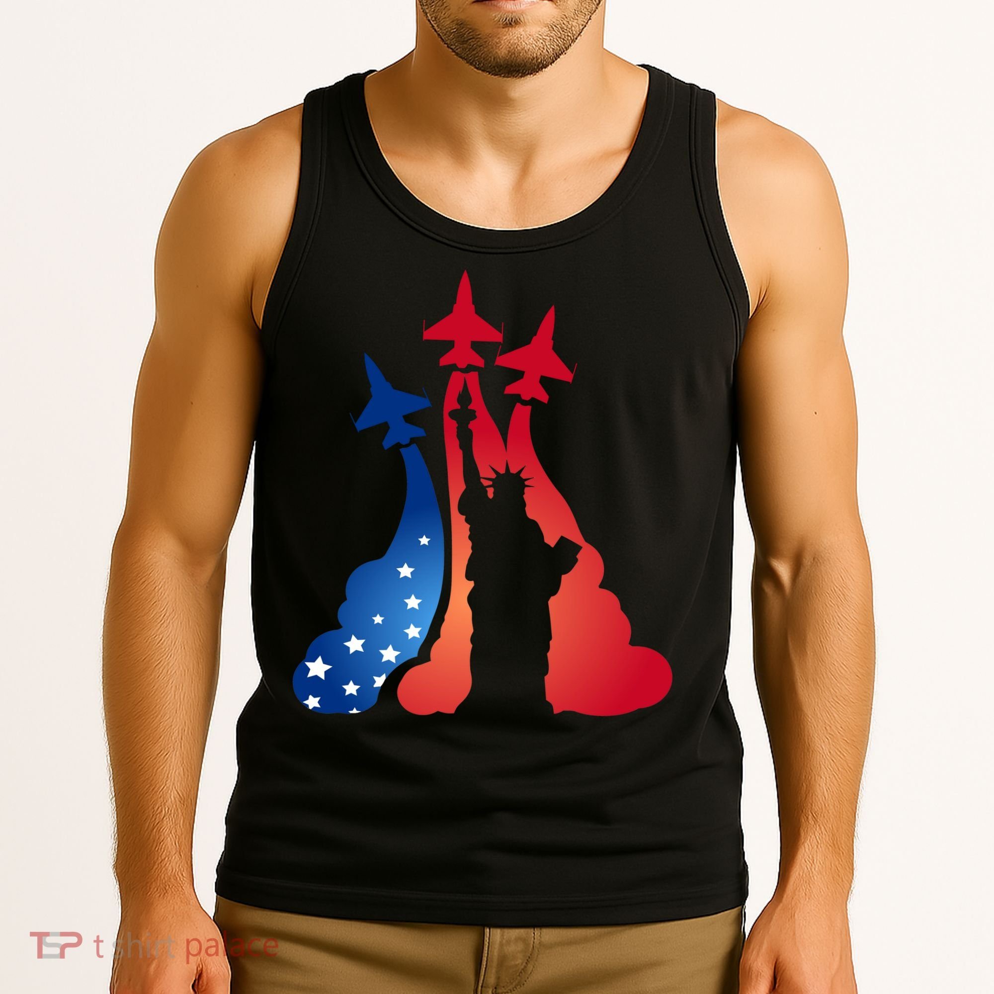 United States Air Force Jets Statue Of Liberty Tank Top