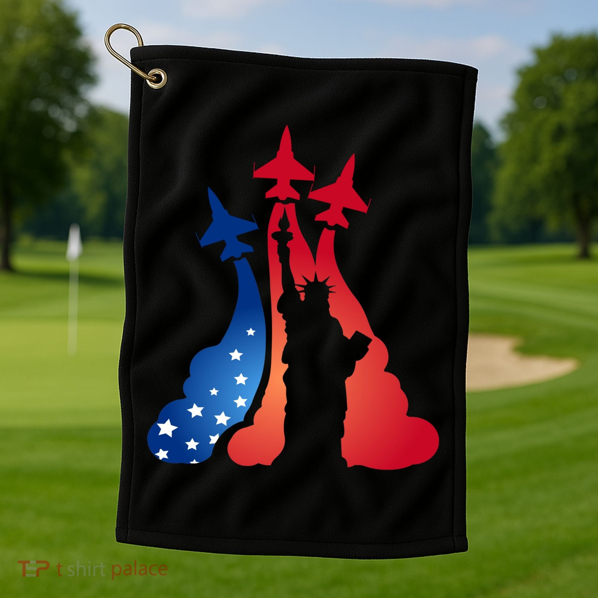 United States Air Force Jets Statue Of Liberty Golf Towel