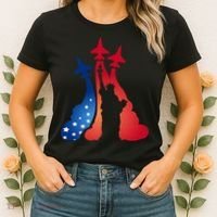 United States Air Force Jets Statue Of Liberty Women's T-Shirt thumb 2