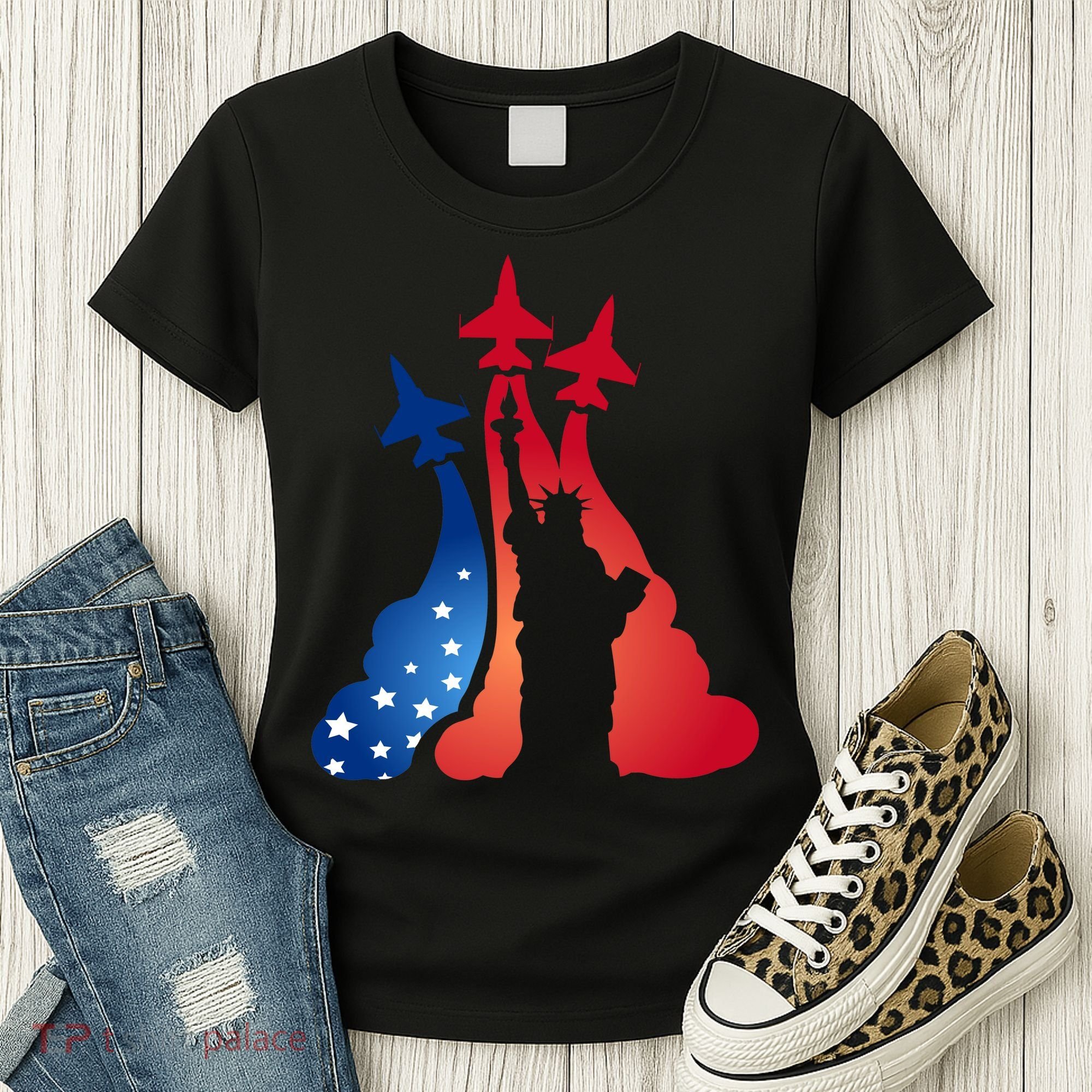 United States Air Force Jets Statue Of Liberty Women's T-Shirt