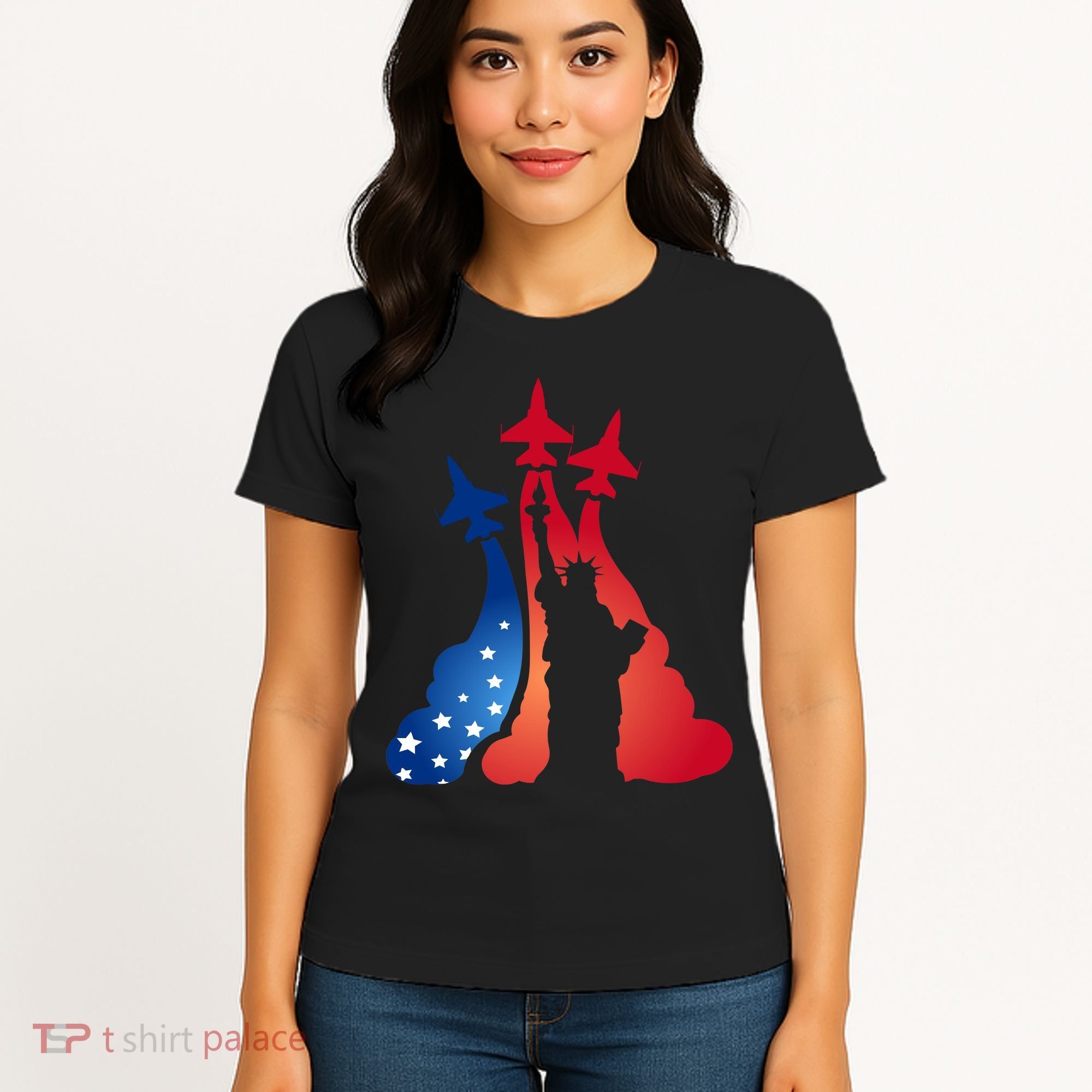 United States Air Force Jets Statue Of Liberty Women's T-Shirt