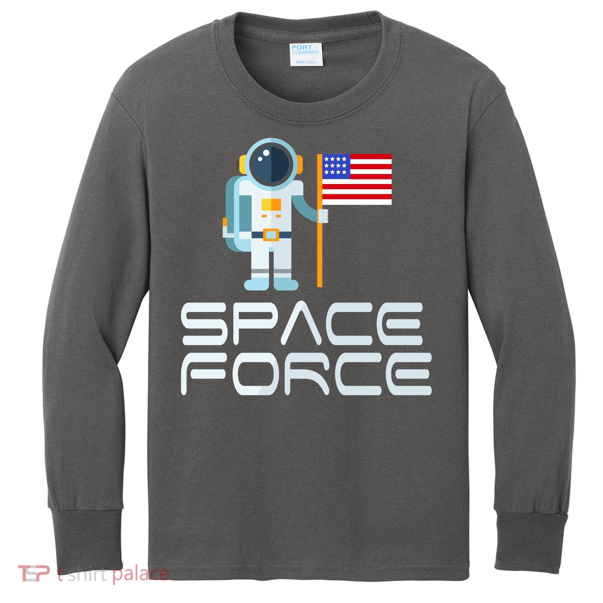 United States Space Force Astronaut Flag Kids Long Sleeve Shirt