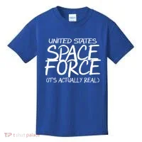 United States Space Force It's Actually Real Kids T-Shirt thumb 0