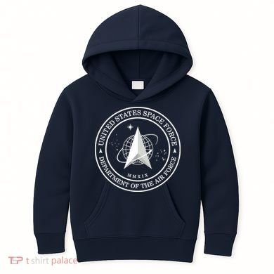 United States Space Force Outline Logo Kids Hoodie
