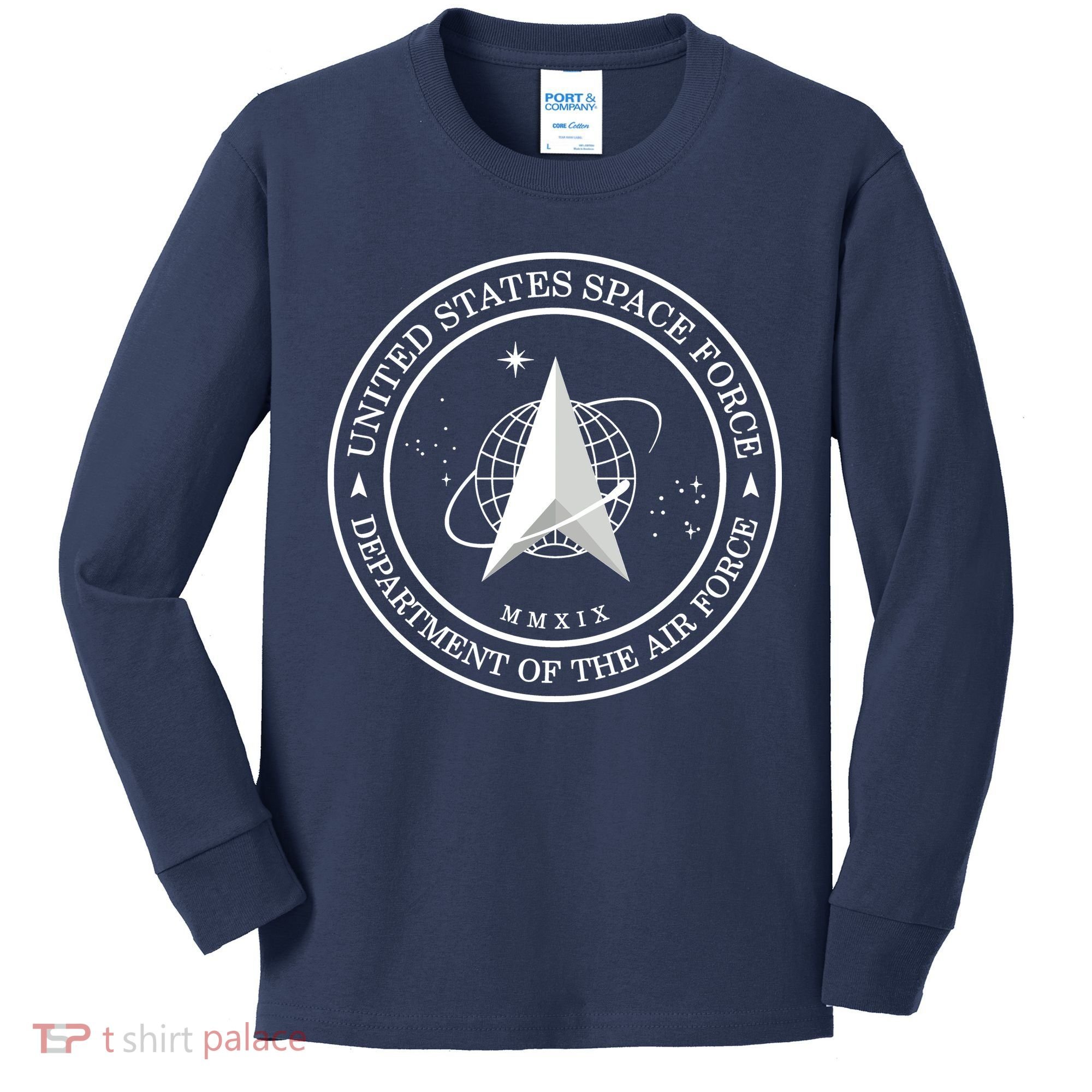 United States Space Force Outline Logo Kids Long Sleeve Shirt