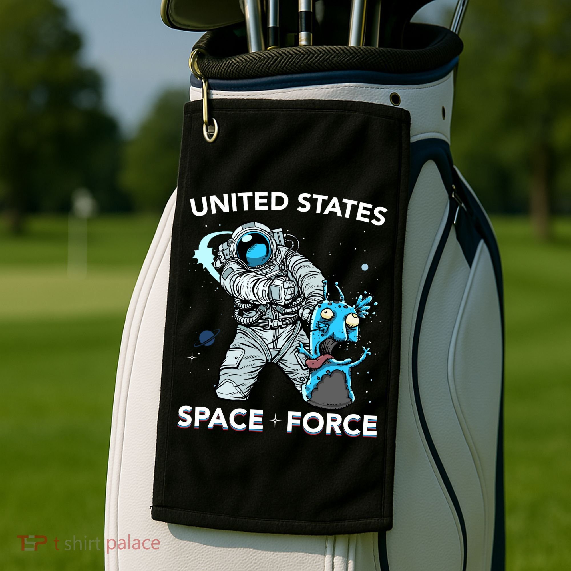 United States Space Force USSF Alien Fight Golf Towel