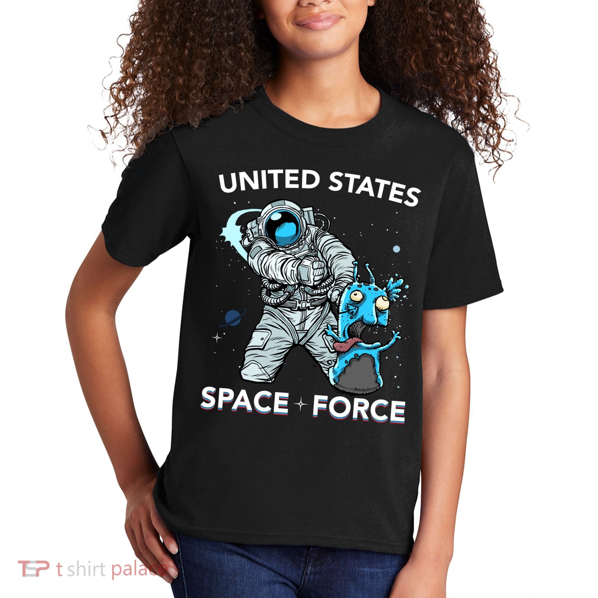 United States Space Force USSF Alien Fight Kids T-Shirt