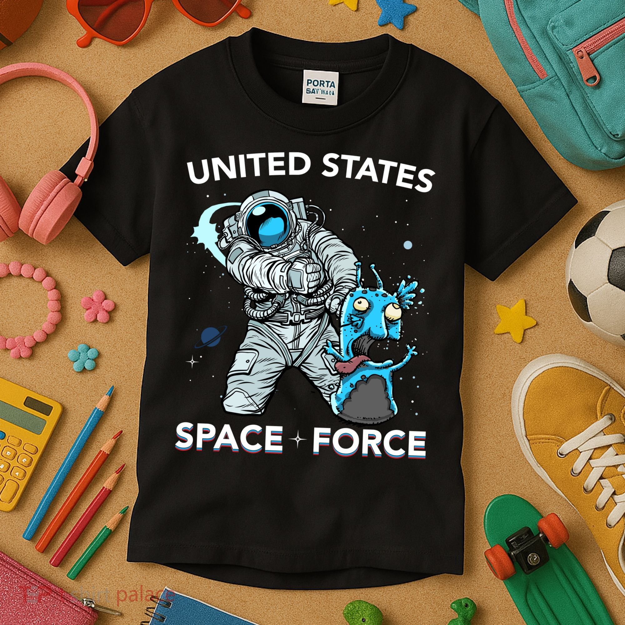 United States Space Force USSF Alien Fight Kids T-Shirt