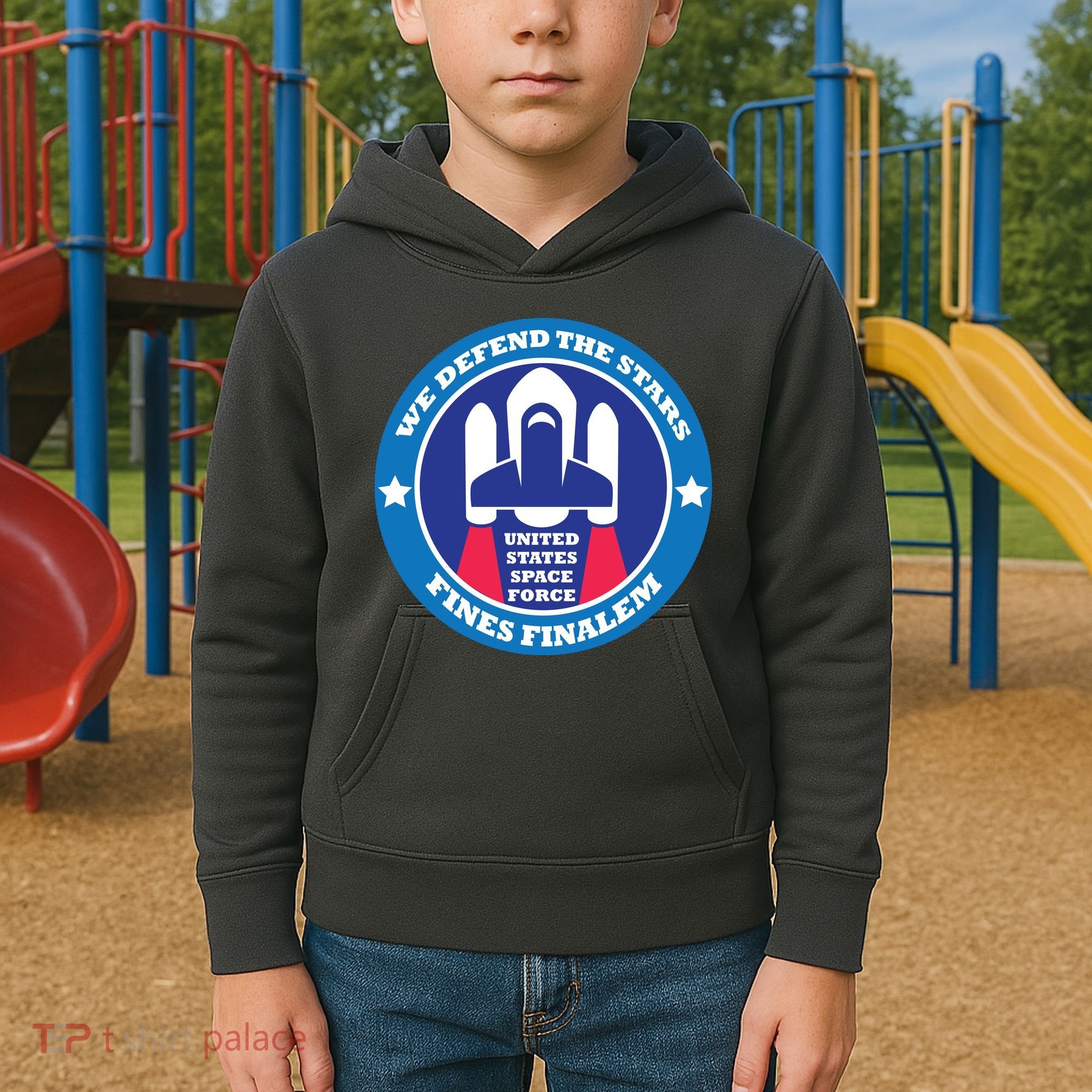 United States Space Force We Defend the Stars Kids Hoodie