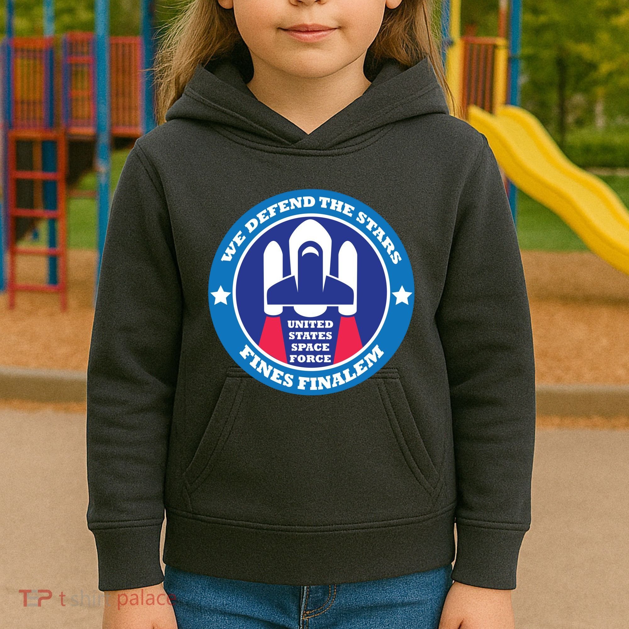United States Space Force We Defend the Stars Kids Hoodie