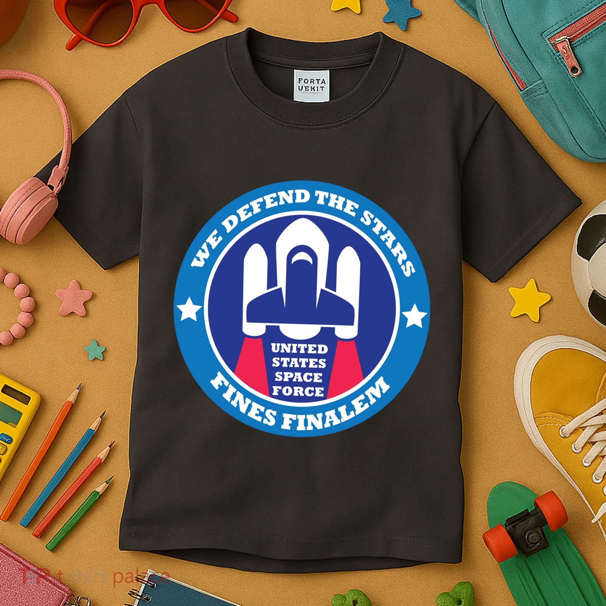 United States Space Force We Defend the Stars Kids T-Shirt