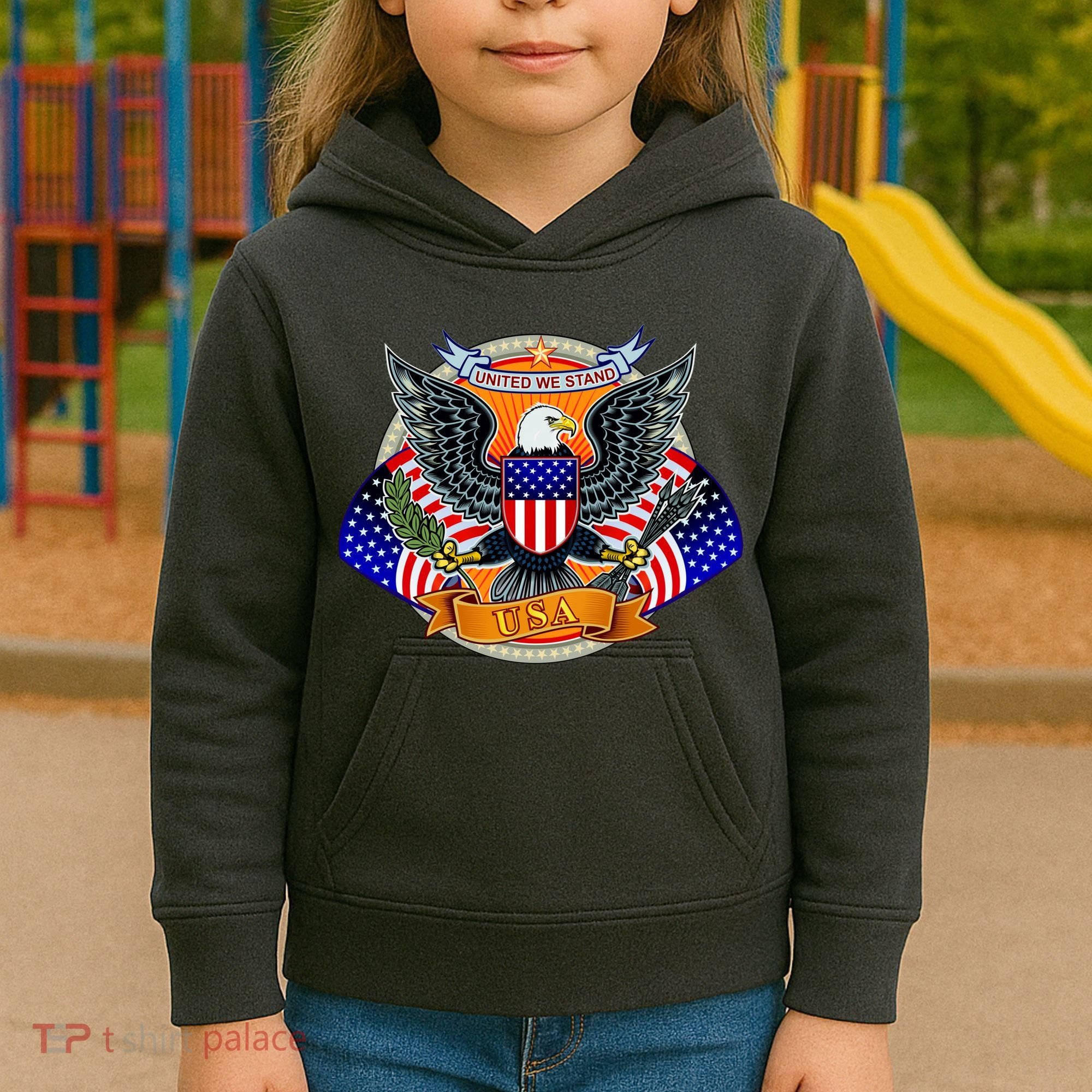 United We Stand USA Eagle Crest Kids Hoodie