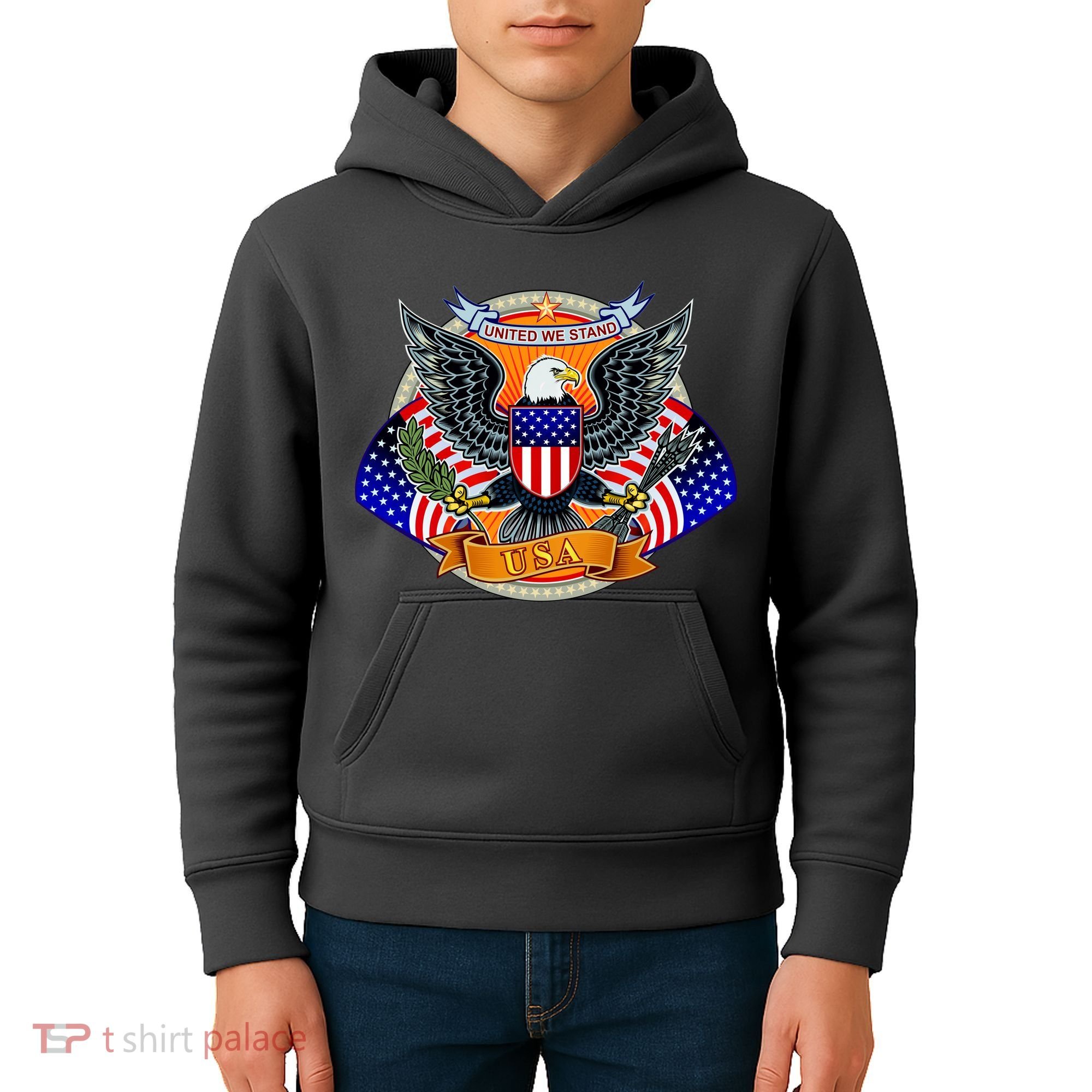 United We Stand USA Eagle Crest Kids Hoodie