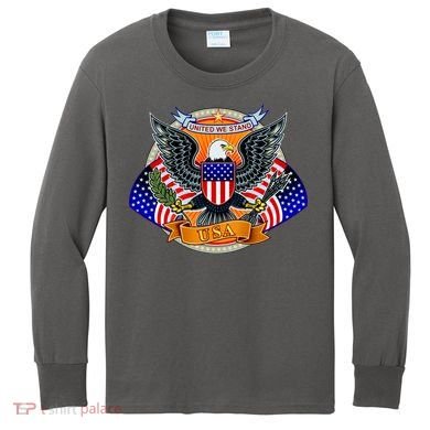 United We Stand USA Eagle Crest Kids Long Sleeve Shirt