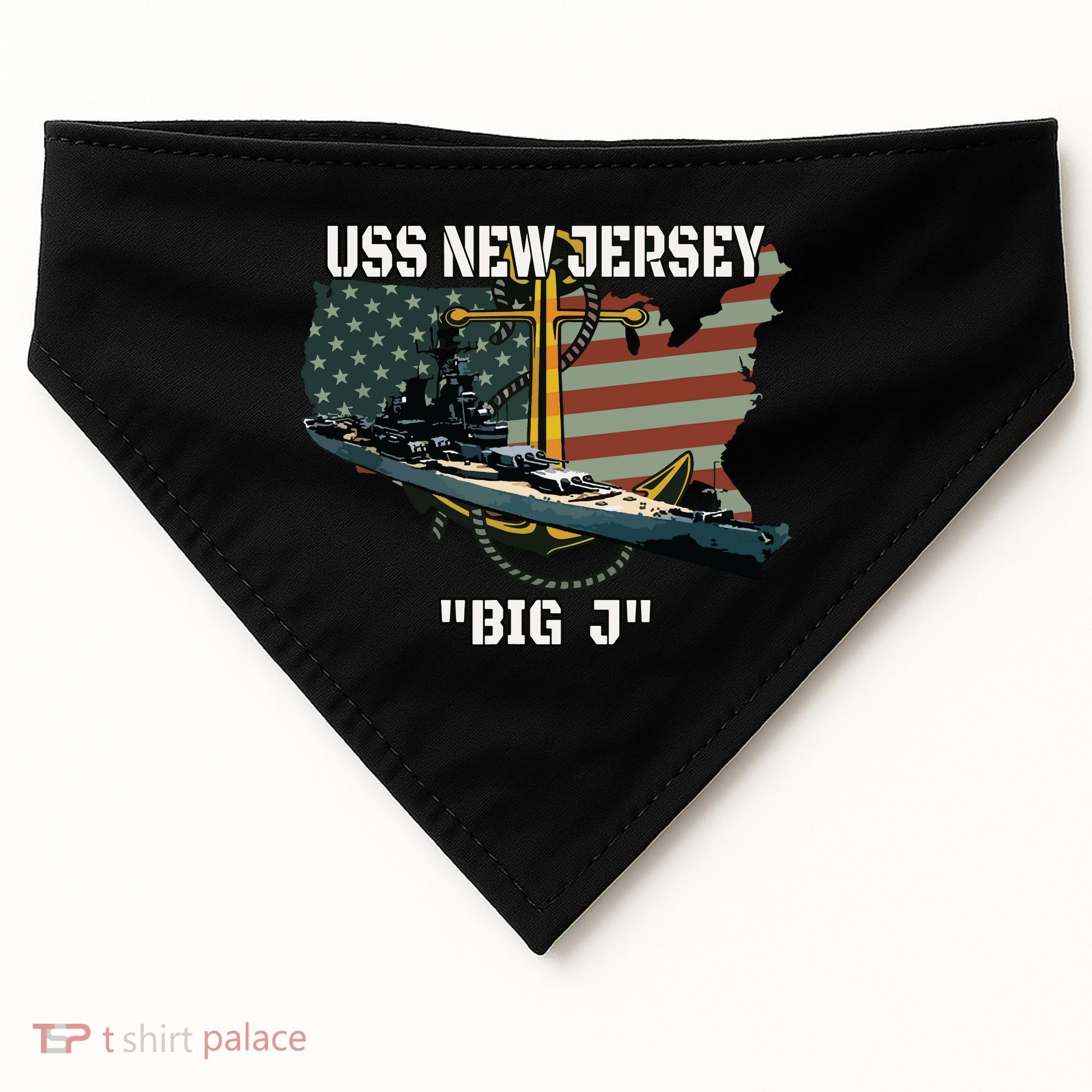 Uss New Jersey Bb62 Battleship Veterans Day Warship Father USA-Made Doggie Bandana