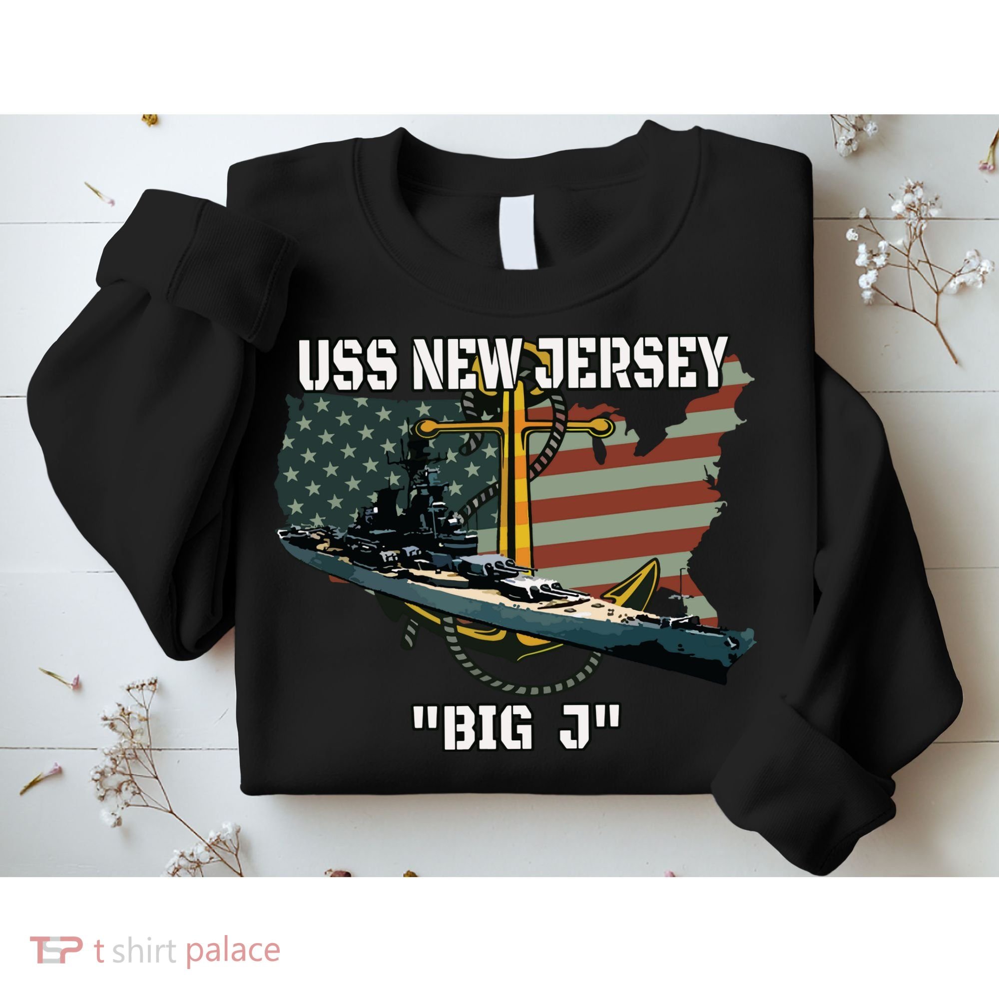 Uss New Jersey Bb62 Battleship Veterans Day Warship Father Sweatshirt