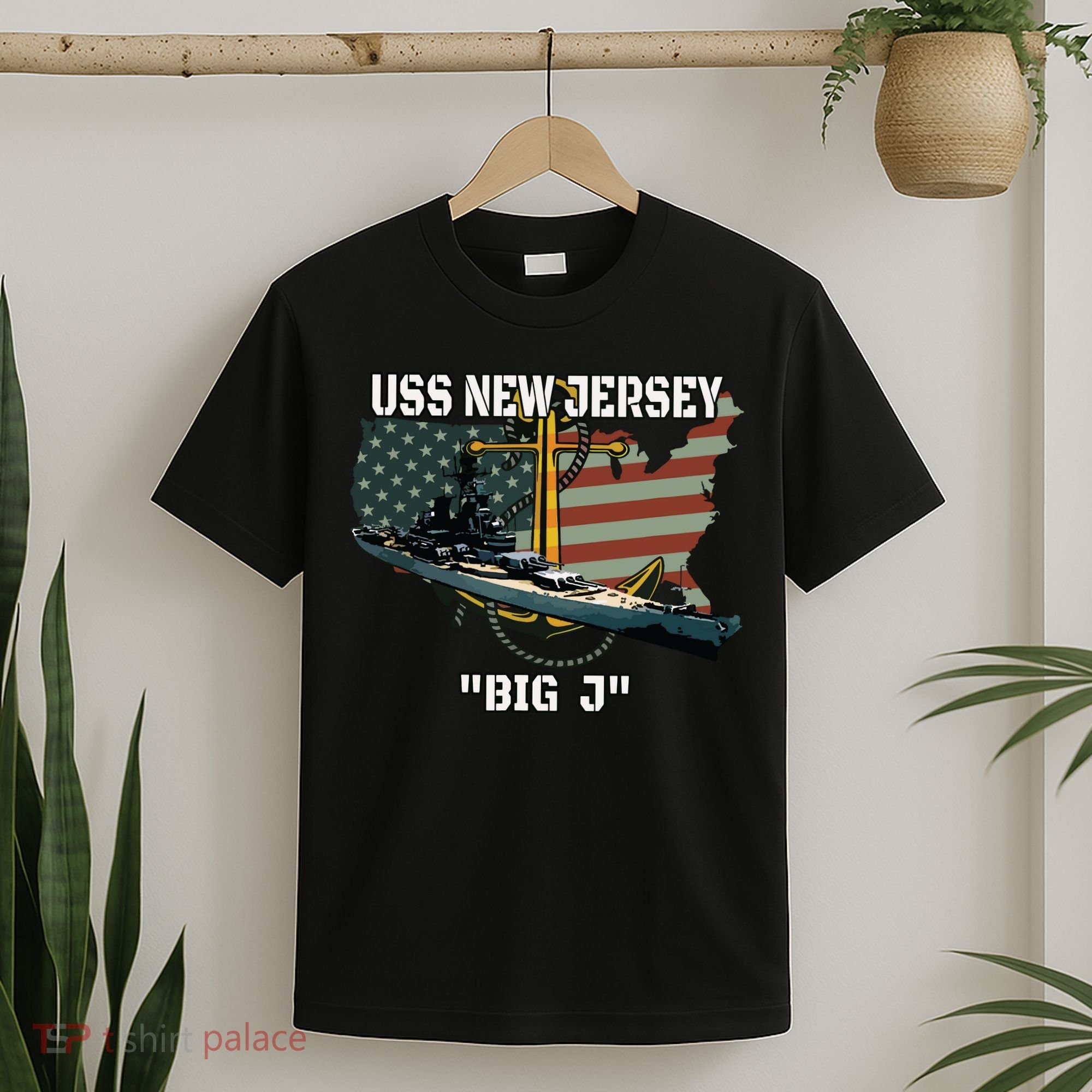 Uss New Jersey Bb62 Battleship Veterans Day Warship Father T-Shirt