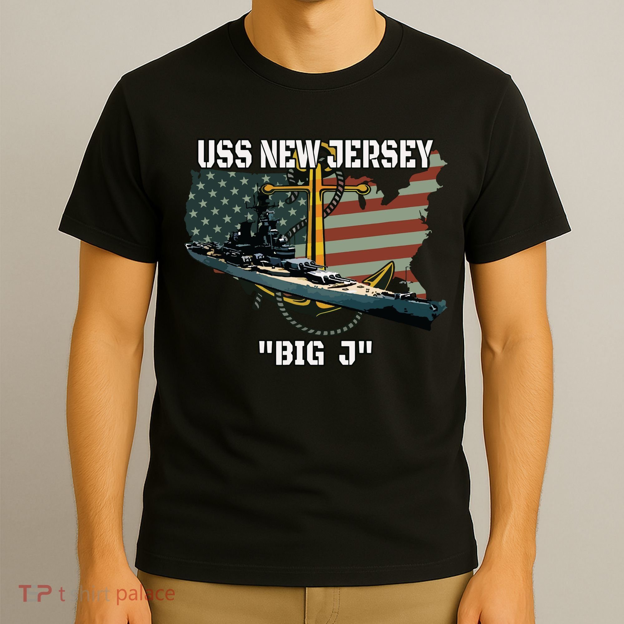 Uss New Jersey Bb62 Battleship Veterans Day Warship Father T-Shirt
