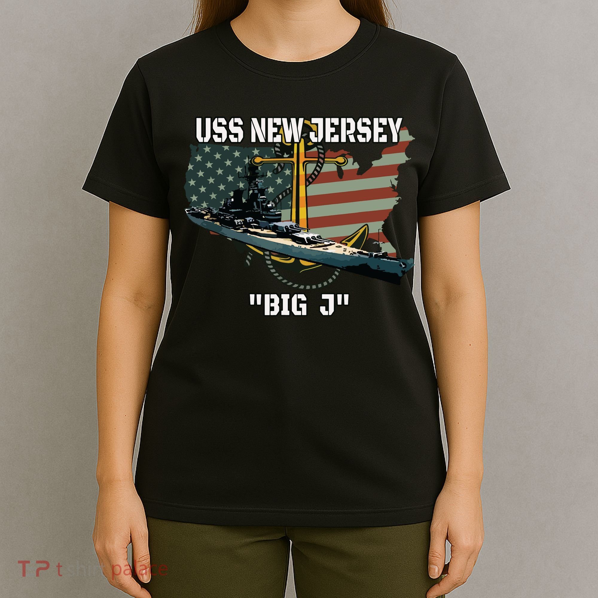 Uss New Jersey Bb62 Battleship Veterans Day Warship Father T-Shirt