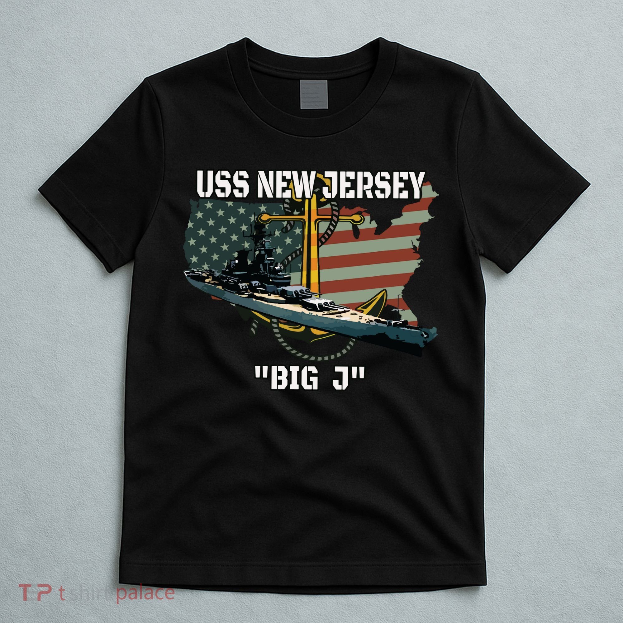 Uss New Jersey Bb62 Battleship Veterans Day Warship Father T-Shirt