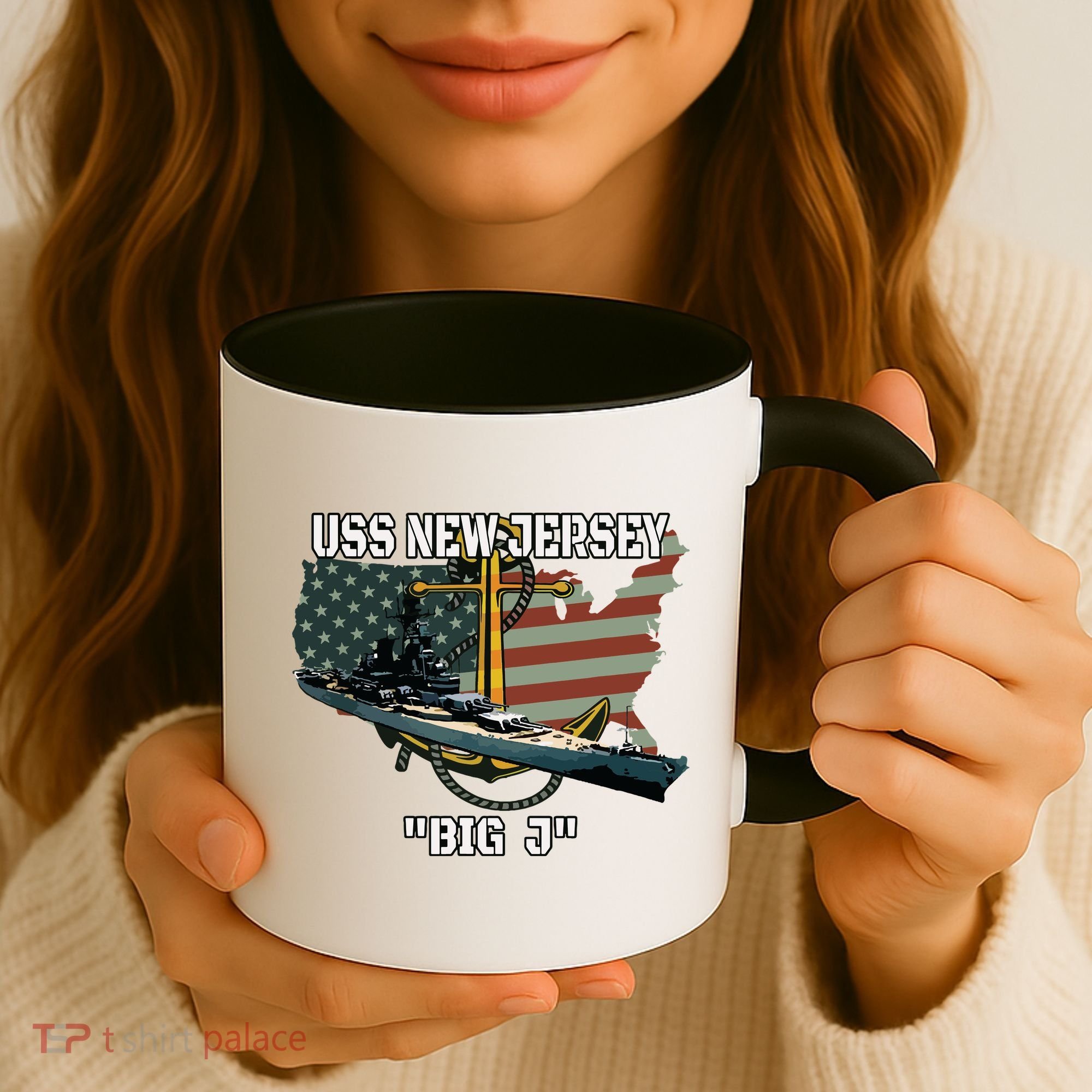 Uss New Jersey Bb62 Battleship Veterans Day Warship Father Coffee Mug