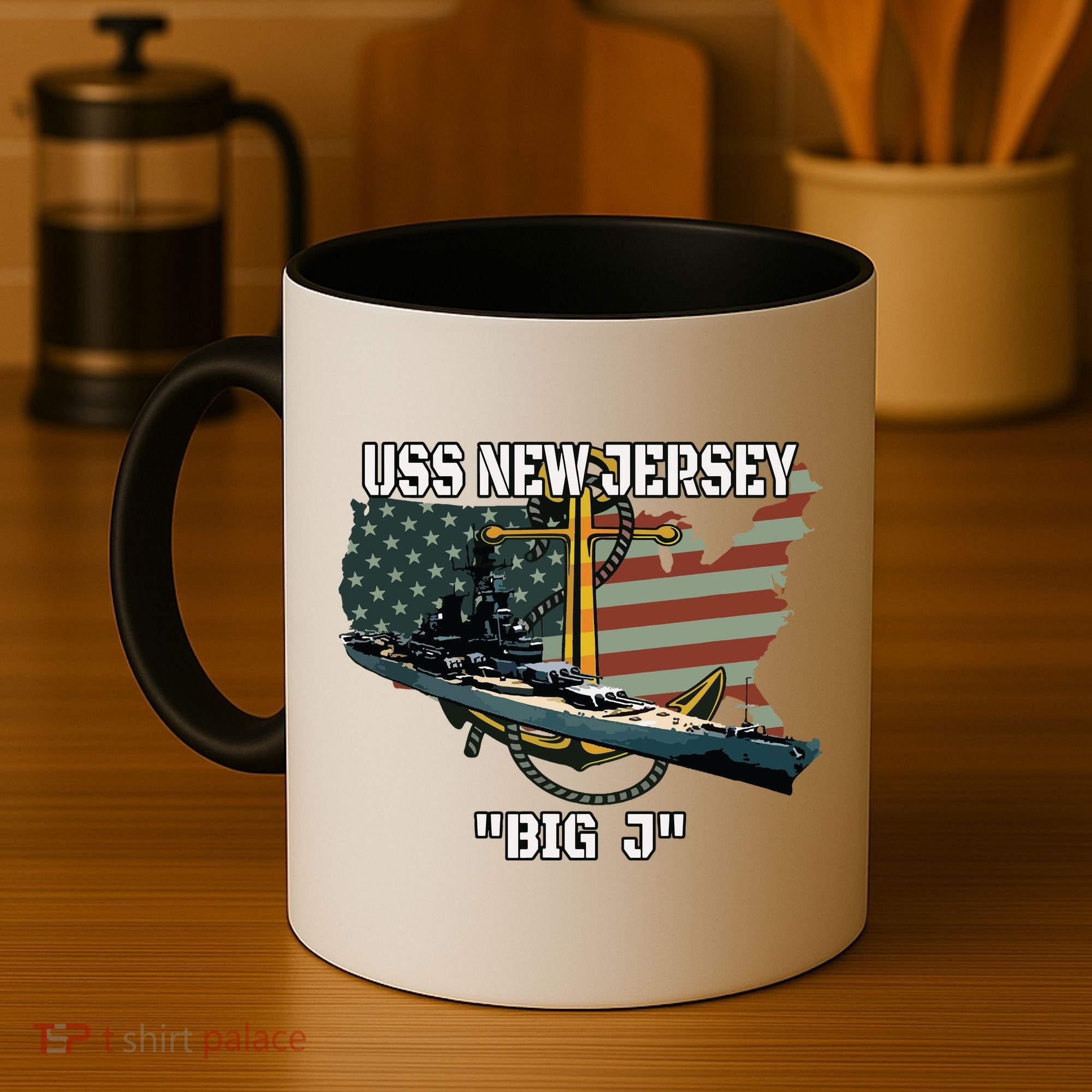 Uss New Jersey Bb62 Battleship Veterans Day Warship Father Coffee Mug