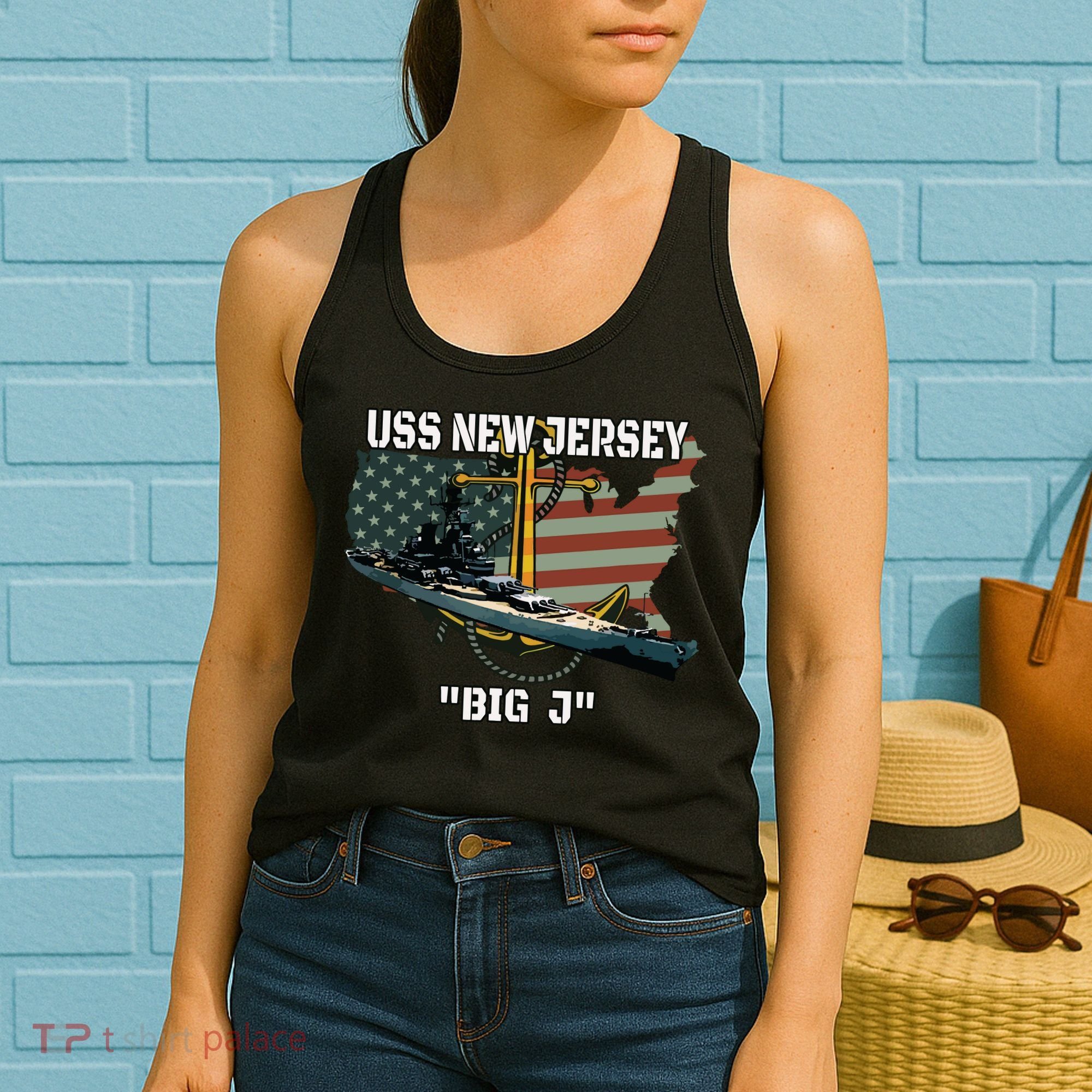 Uss New Jersey Bb62 Battleship Veterans Day Warship Father Women's Tank Top