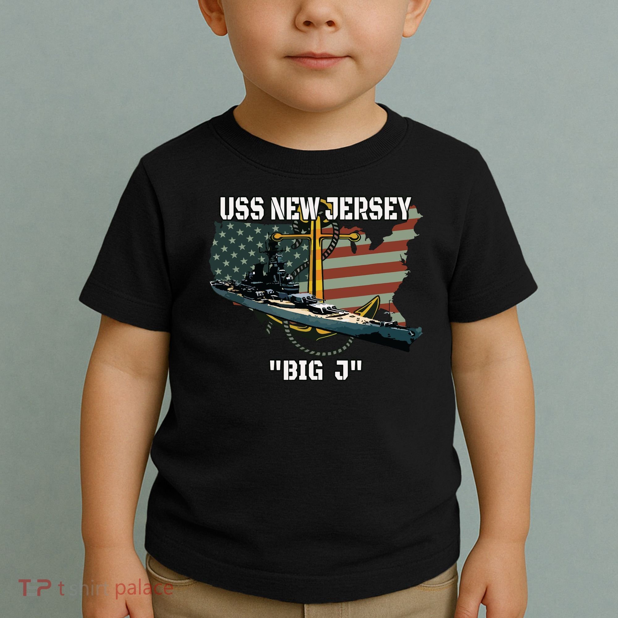 Uss New Jersey Bb62 Battleship Veterans Day Warship Father Toddler T-Shirt