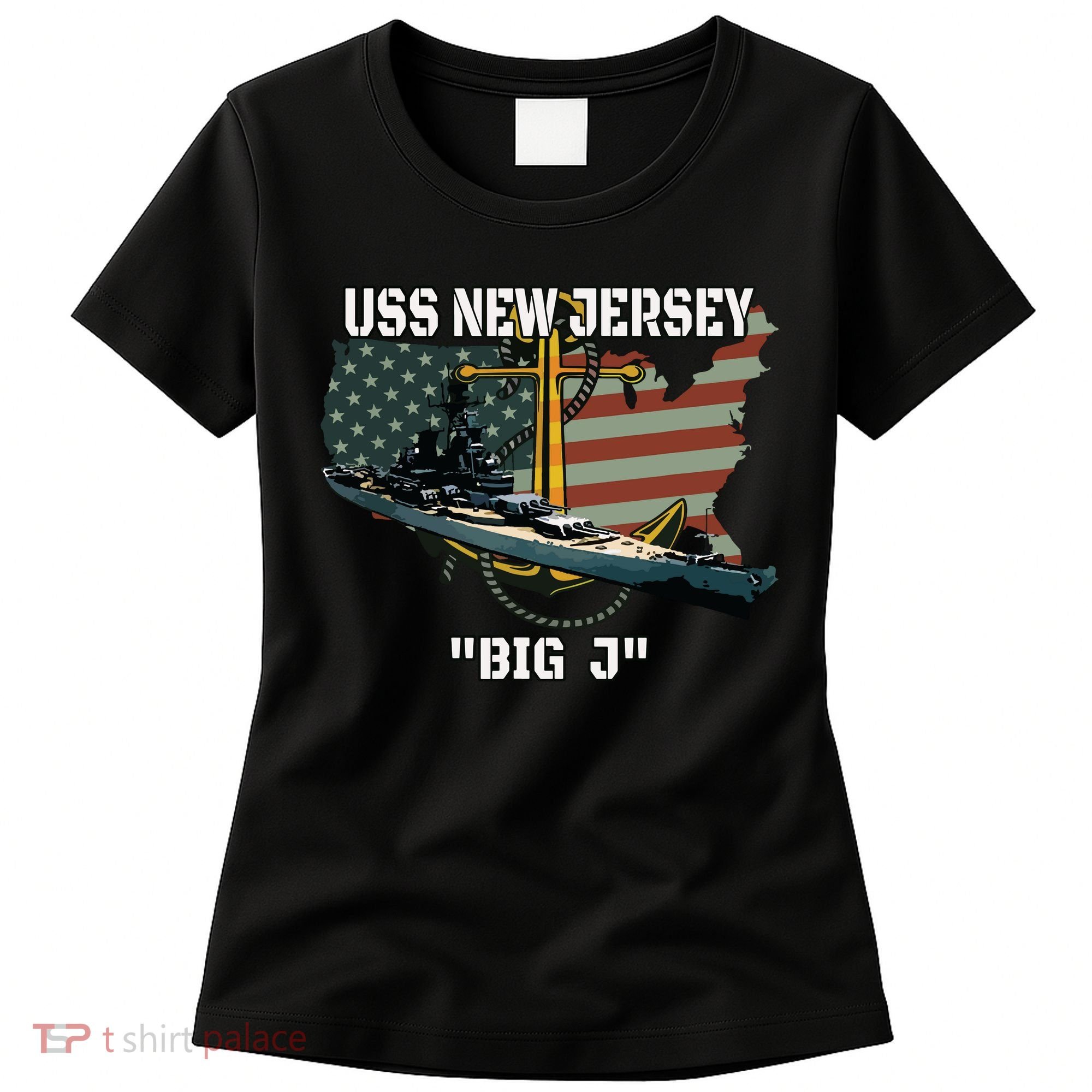 Uss New Jersey Bb62 Battleship Veterans Day Warship Father Women's T-Shirt
