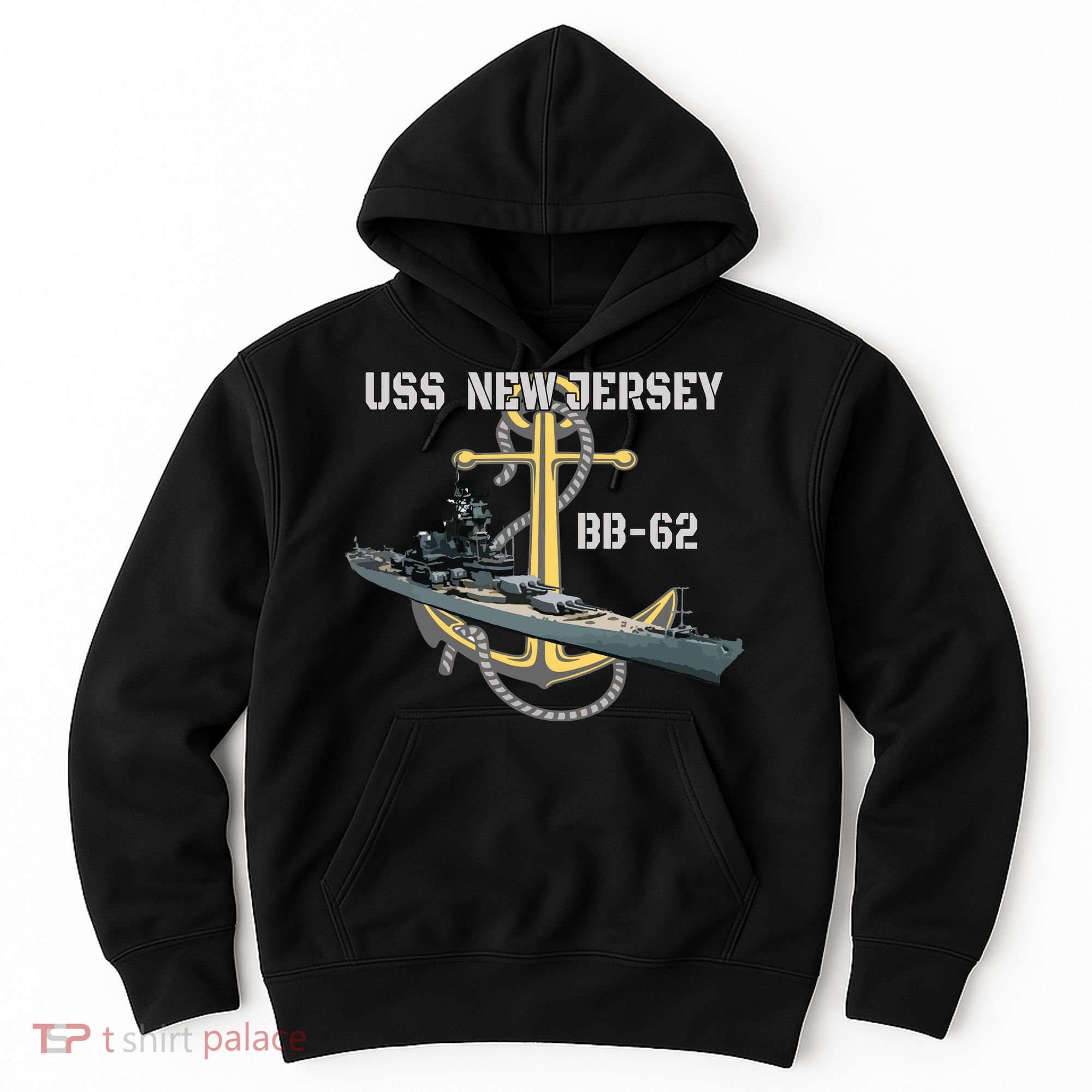Uss New Jersey Bb62 Battleship Ww2 American Warship Veteran Hoodie