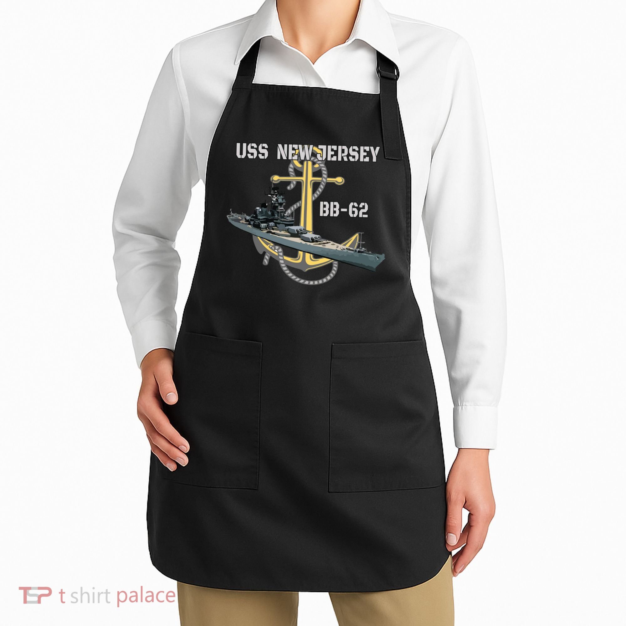 Uss New Jersey Bb62 Battleship Ww2 American Warship Veteran Apron