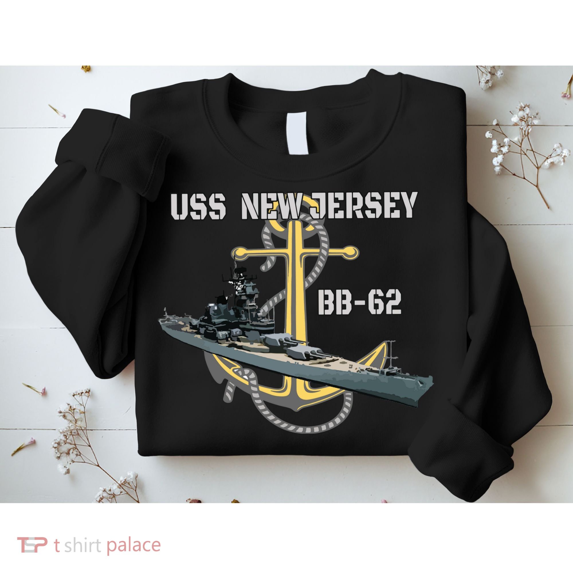 Uss New Jersey Bb62 Battleship Ww2 American Warship Veteran Sweatshirt