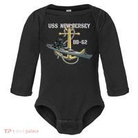 Uss New Jersey Bb62 Battleship Ww2 American Warship Veteran Baby Long Sleeve Bodysuit thumb 0