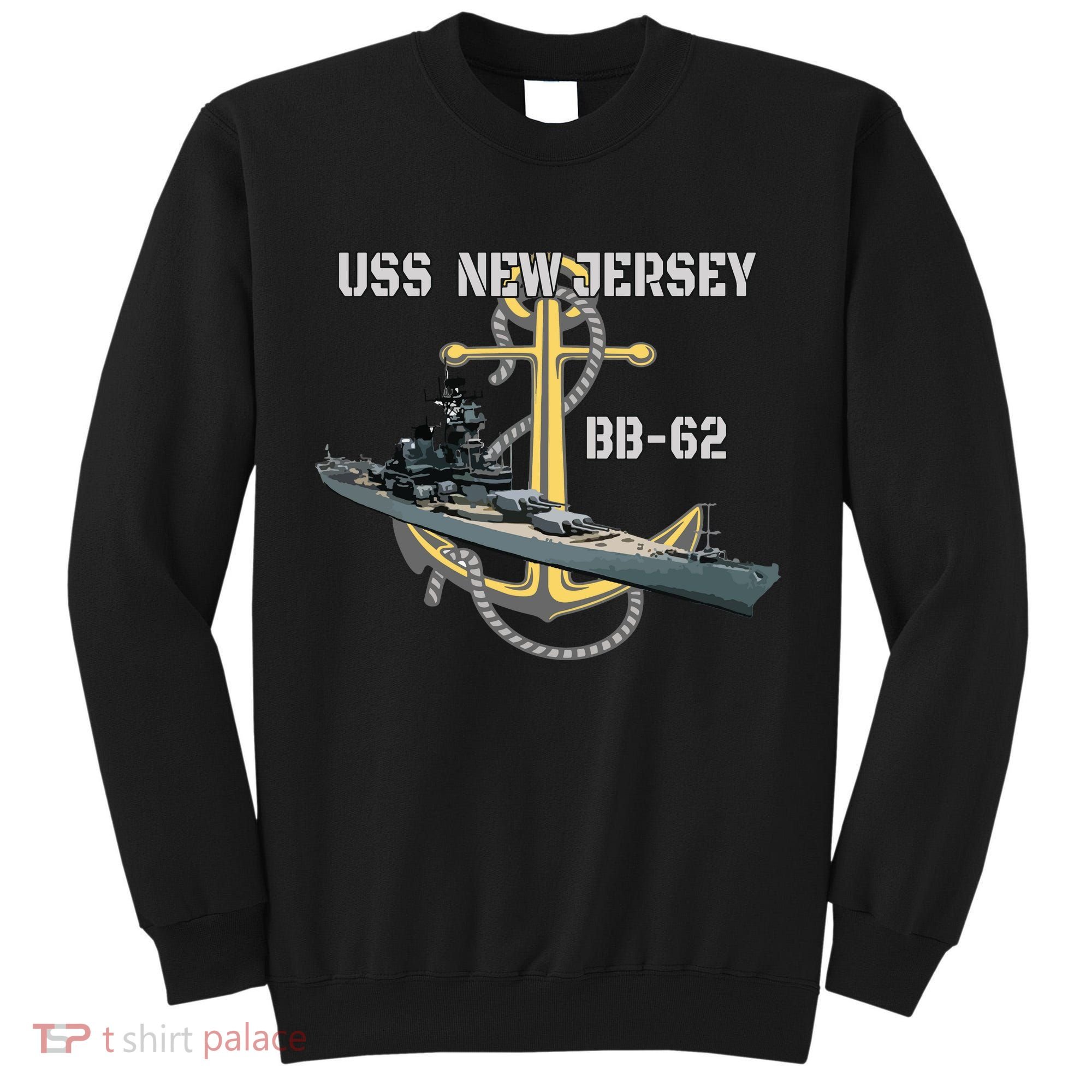 Uss New Jersey Bb62 Battleship Ww2 American Warship Veteran Tall Sweatshirt