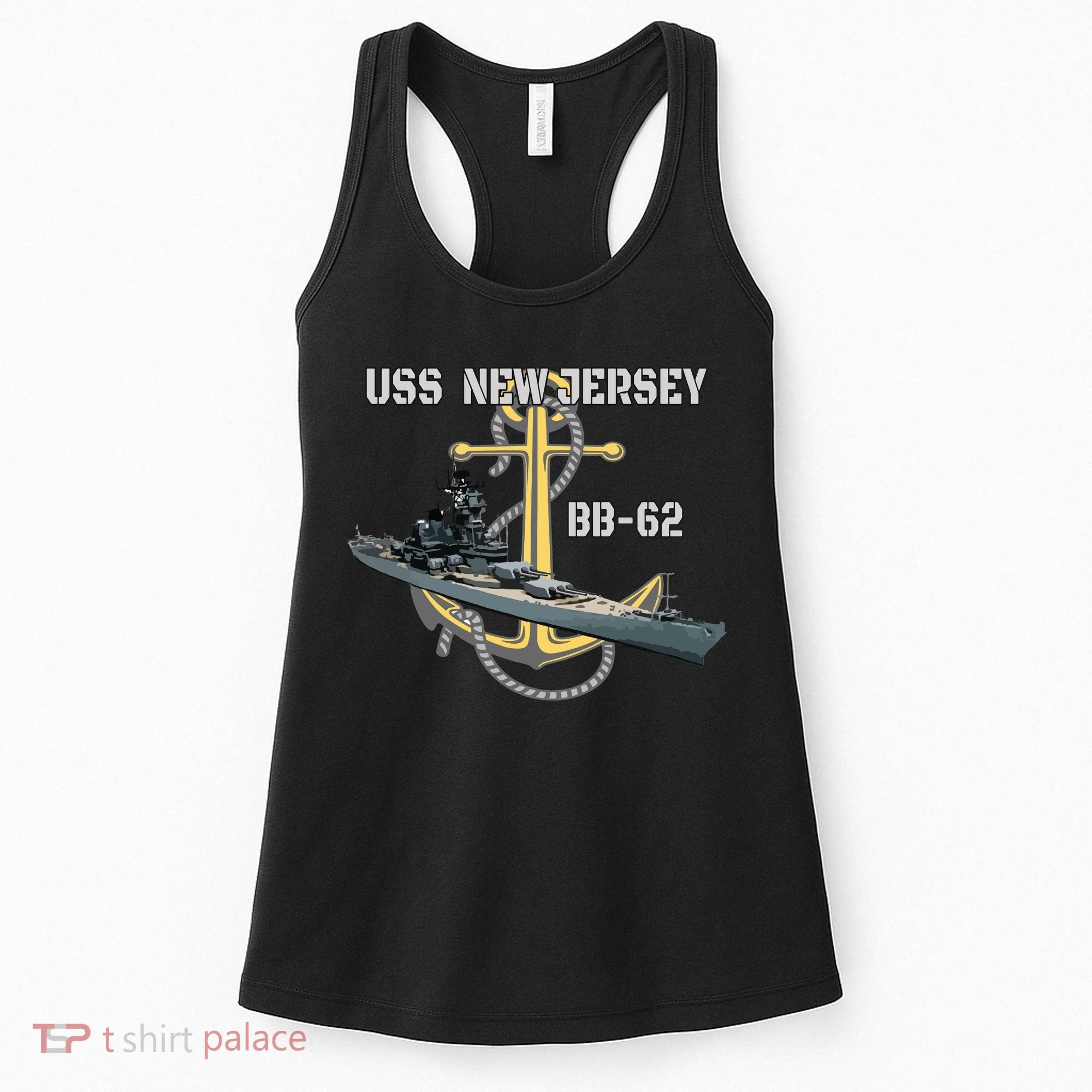 Uss New Jersey Bb62 Battleship Ww2 American Warship Veteran Women's Tank Top