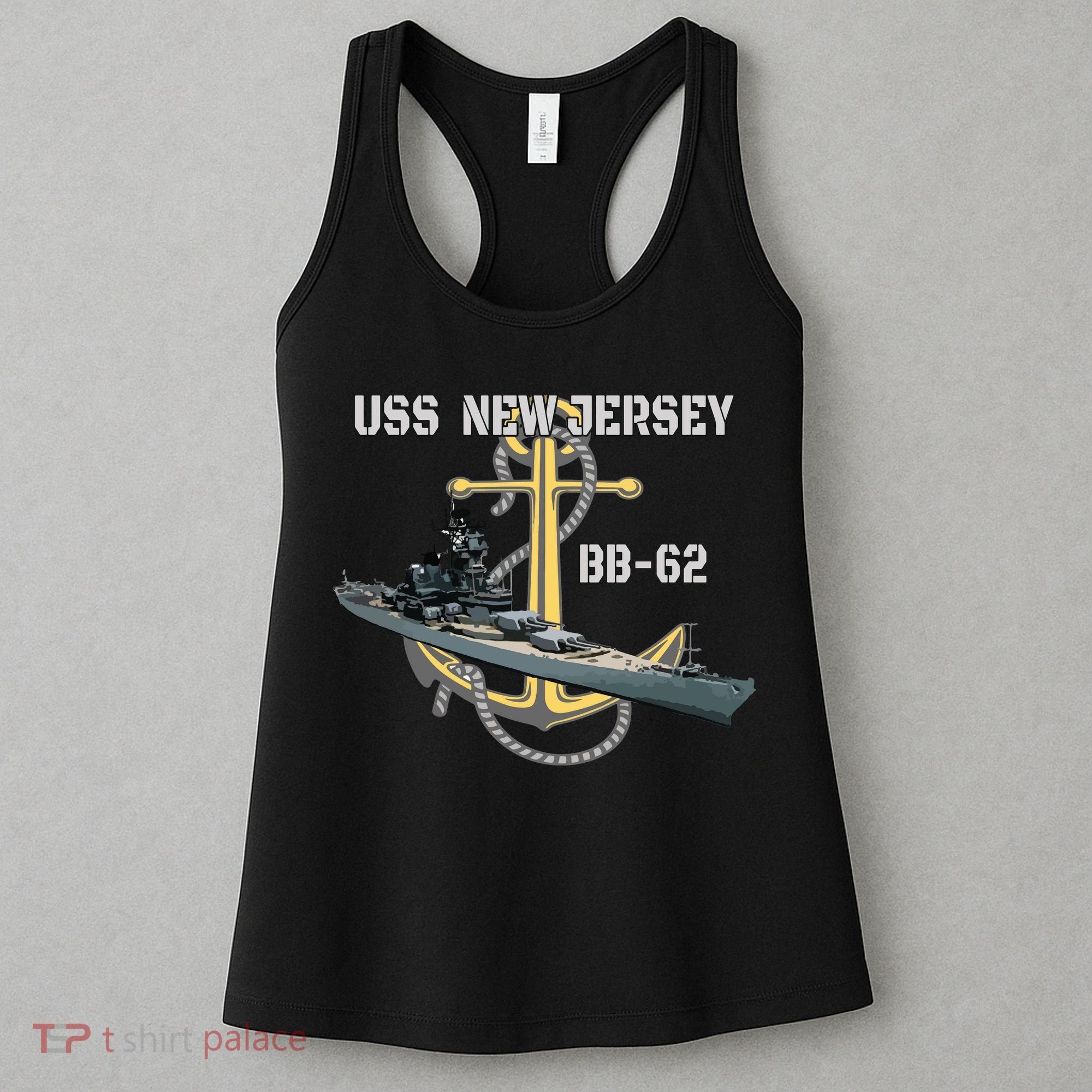 Uss New Jersey Bb62 Battleship Ww2 American Warship Veteran Women's Tank Top
