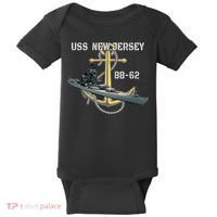 Uss New Jersey Bb62 Battleship Ww2 American Warship Veteran Baby Bodysuit thumb 0